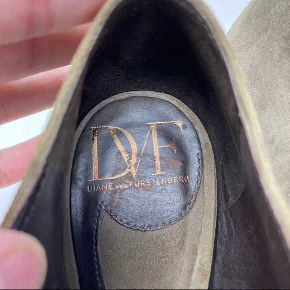 Dvf diane von furstenberg guardian taupe suede heeled lace up shoes size 8 - Picture 7 of 11